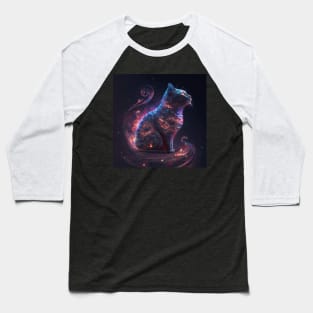 Galaxies, Nebulae and Stars in Cat Shape Baseball T-Shirt